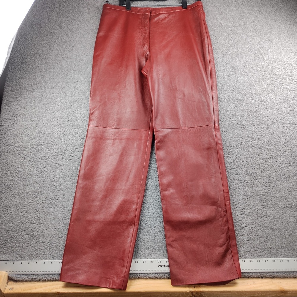 Country Field Pants Sz 10 Trucker Leather Red Western Cowgirl Rodeo EUC